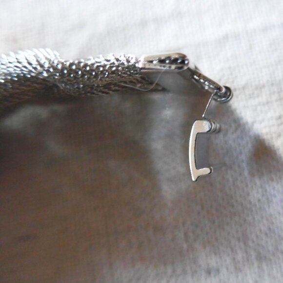 Braided Mesh Silvertone Bracelet - Picture 7 of 9